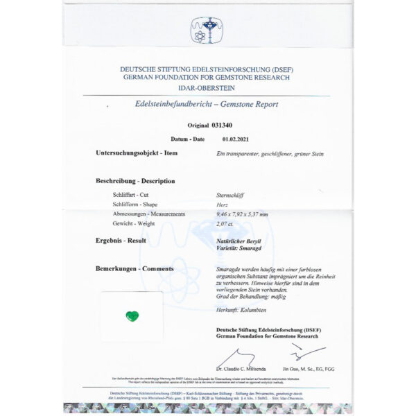 Smaragd 2,07 ct. mit Zertifikat Alle Edelsteine kaufen Schmucksteine Edelsteine 6